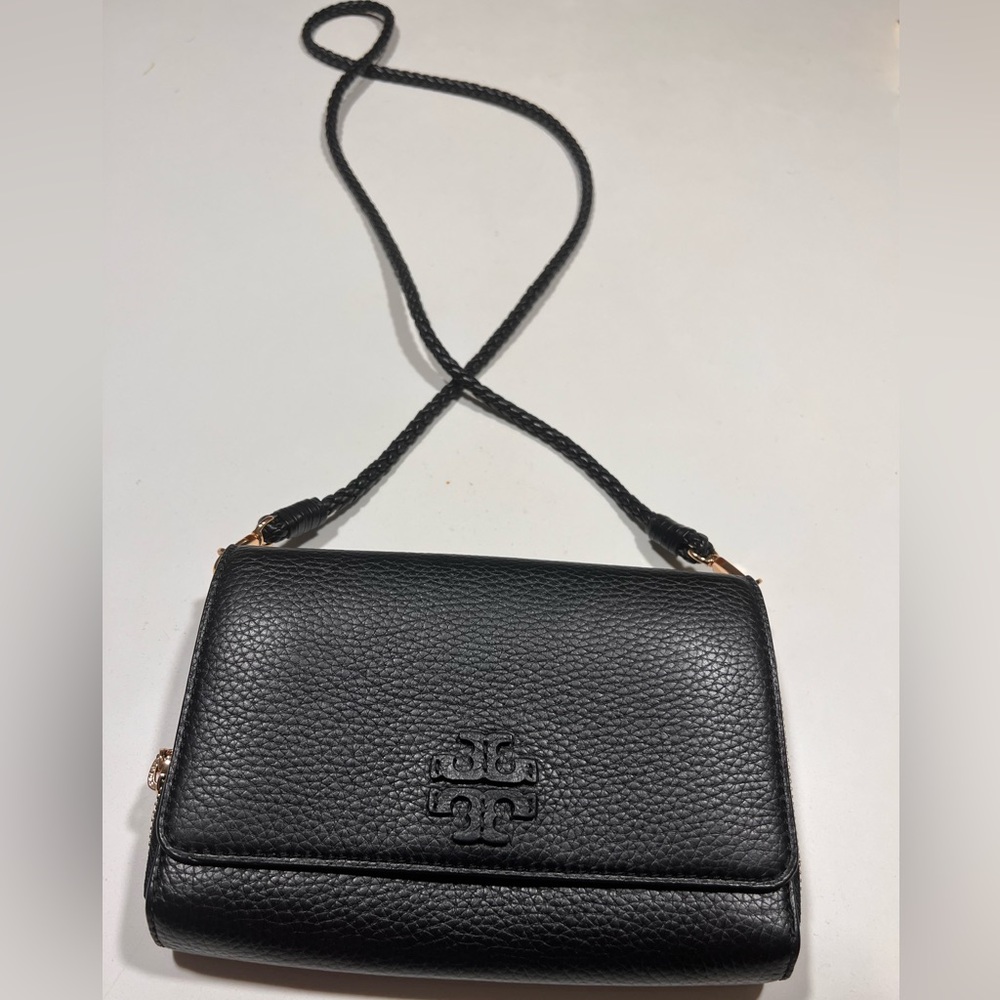 TORY BURCH TAYLOR FLAT WALLET CROSS-BODY BLACK